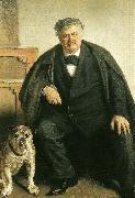 carl locher med sin hund tiger, Michael Ancher